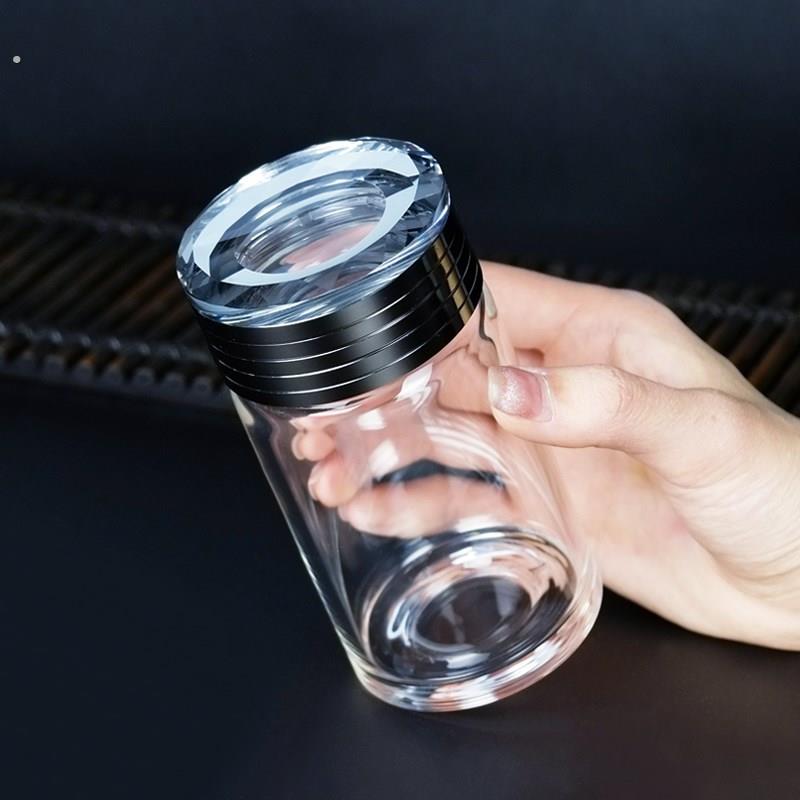 随身透明单层玻璃杯男士可携式杯子定制小容量泡茶简约创意耐热水