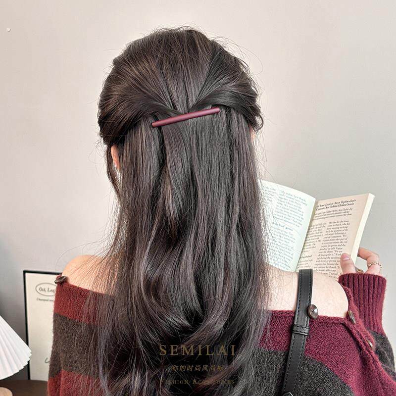 半扎发发夹后脑勺一字弹簧夹小号发卡子女发量少简约优雅气质顶夹