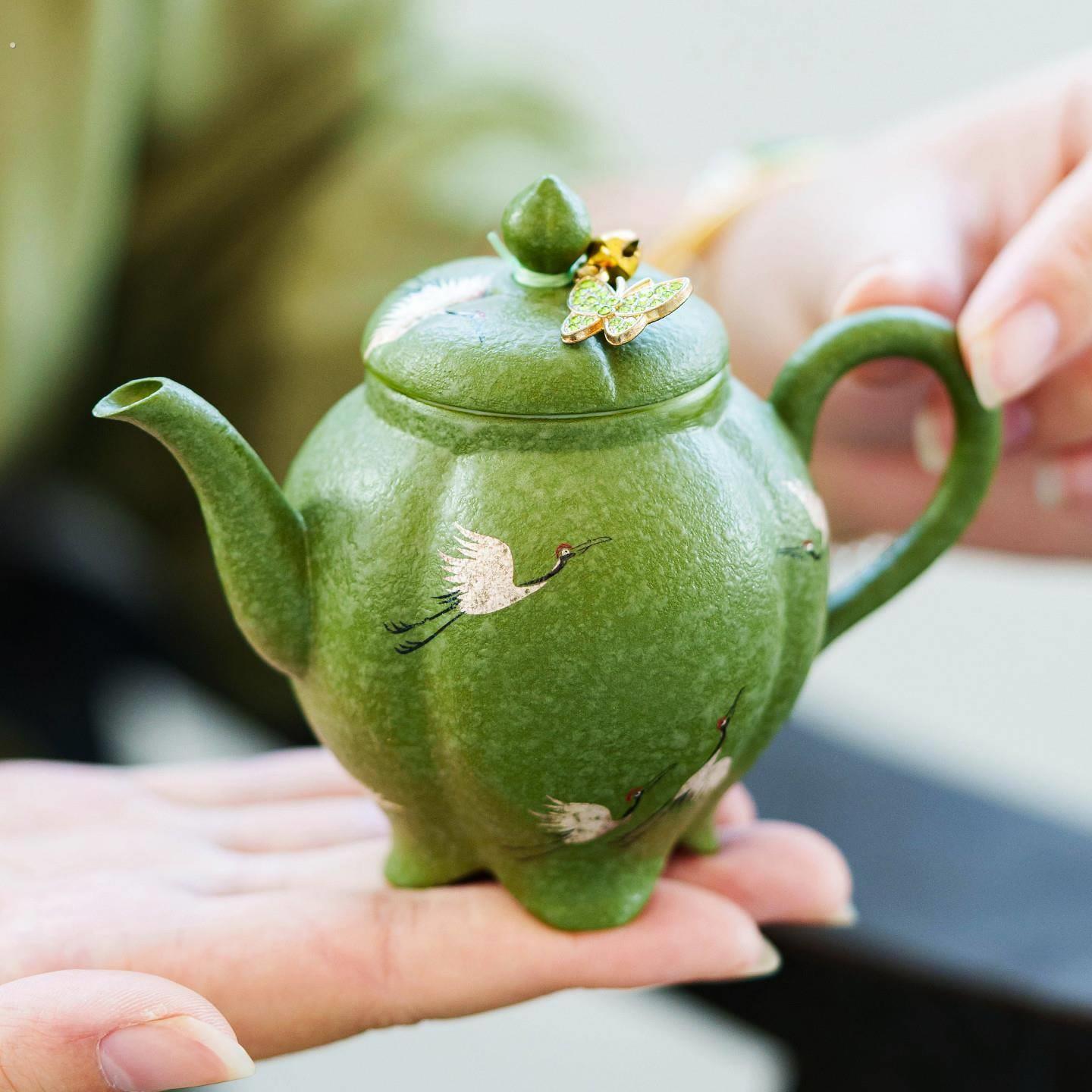 小青柑鹤舞长空小茶壶泡茶家用单壶陶瓷茶水壶带过滤茶壶功夫茶具