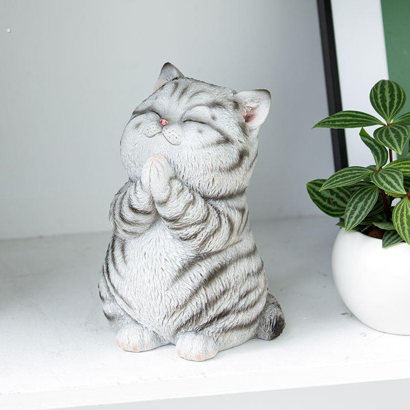 创意猫咪摆件客厅桌面卧室装饰品猫猫玩偶美短猫仿真小猫礼物