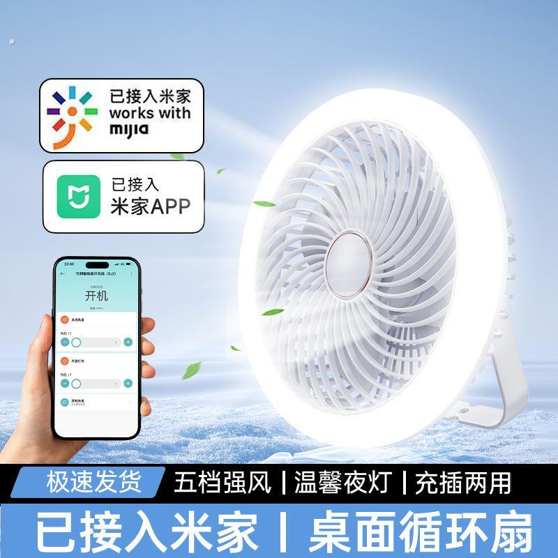 新款桌面户外风扇家用台灯补光风扇充电户外壁挂四合一电风扇