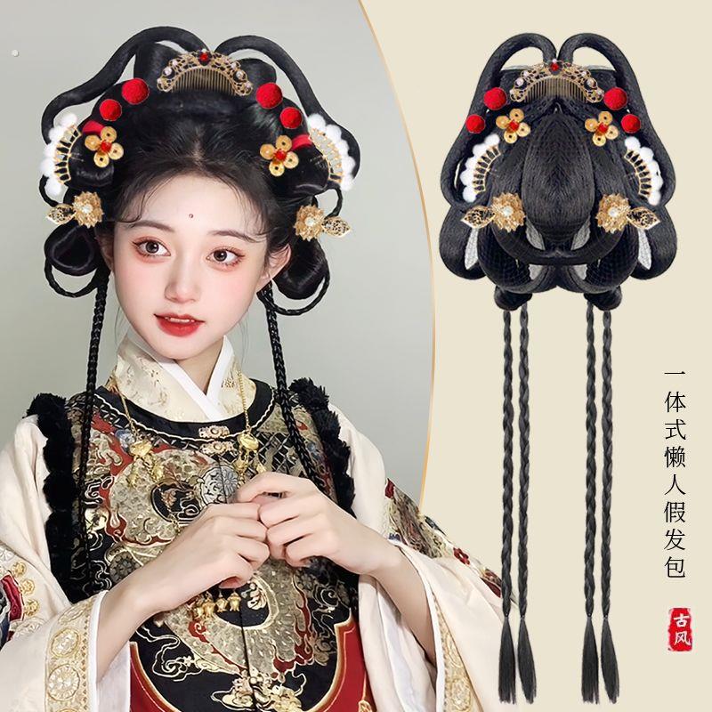 新款汉服假发新年款一体式懒人发髻古装拜年盘发造型古风仙气可爱