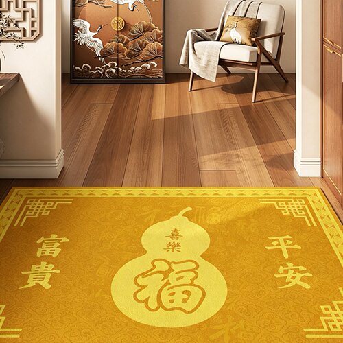 黄色招财地垫风水入户门口