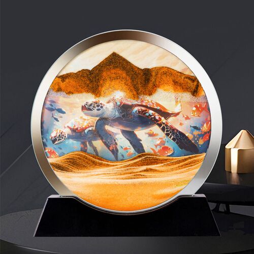新款创意双面流沙画摆件七彩3d立体动态沙漏解压绝美山水客厅摆设