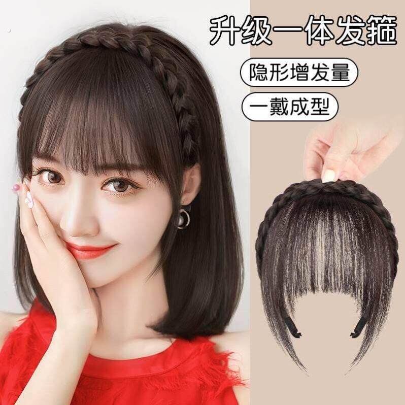 假浏海女自然发箍假发发饰留海补头顶短真发补头顶额头流海发片薄