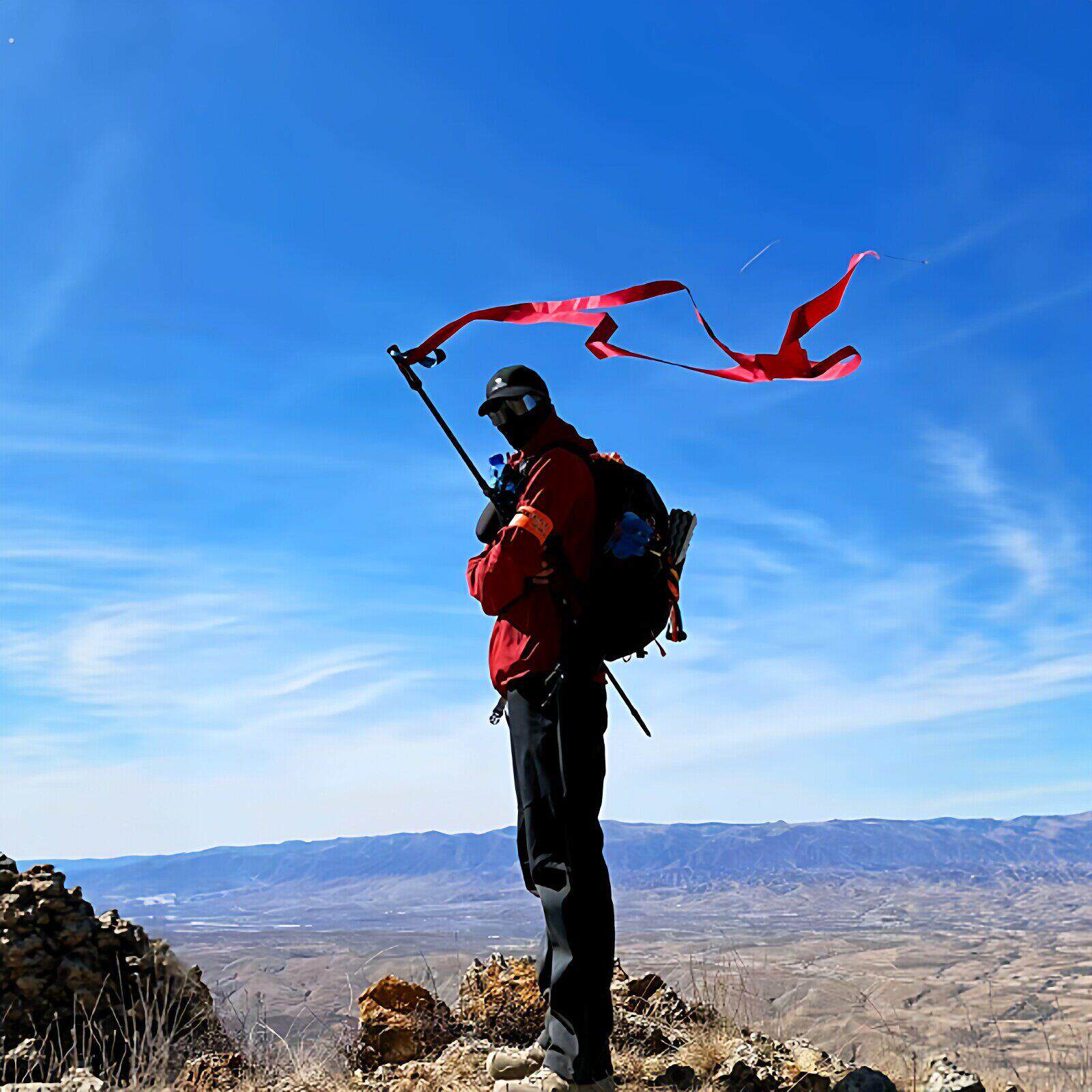 【一代人有一代人的丝巾】登山杖红飘带超长丝带爬山登顶拍照道具