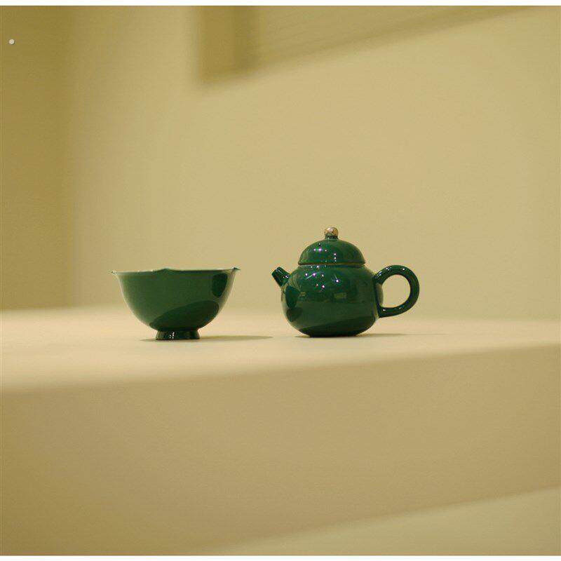 亦宋书院《竹叶绿》一壶一杯 手绘茶具 茶壶 个人杯 茶杯