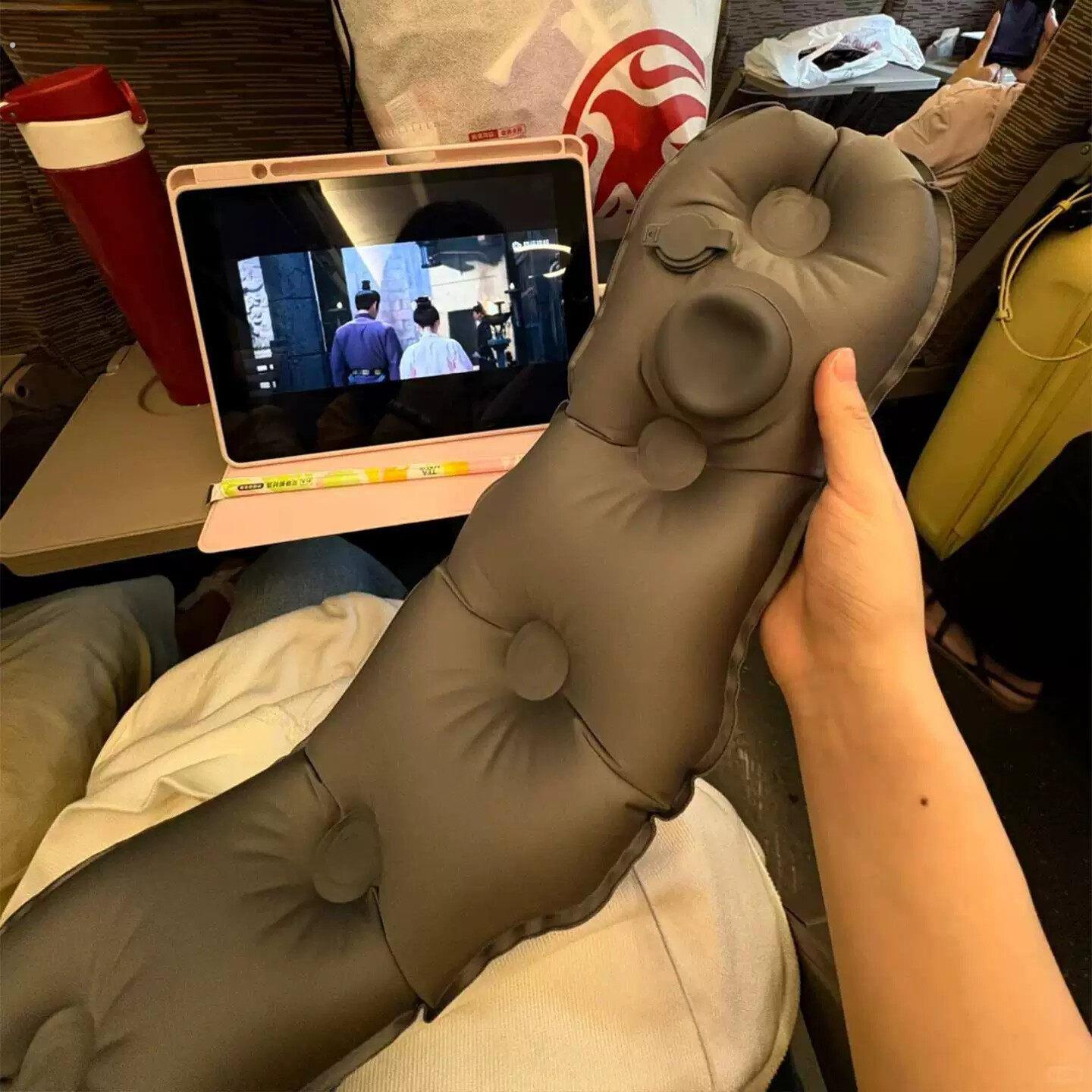 旅行座椅靠垫护腰腰枕高铁汽车腰枕办公椅充气腰垫久坐睡觉神器