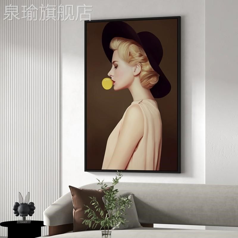 网红北欧生艺术画工业风装饰画黑白人美物女客厅挂画现女代巨幅落