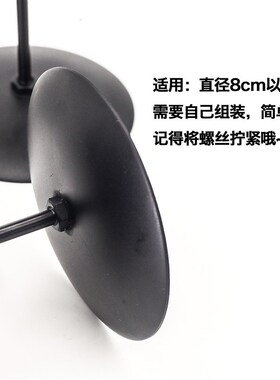 圣诞金属铁艺烛台哑光圆盘黑色复古托盘蜡烛底座铁柱烛台圆形