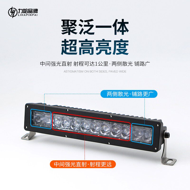 激光长条射灯12v24v高亮透镜聚光远光炮大货车汽车前杠中网改装灯