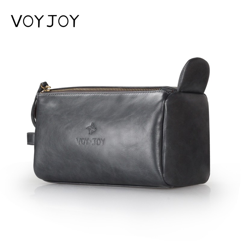 VOYJOY品质洗漱包男士双拉链皮革便携手拎收纳包出差旅行用品包女