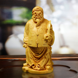 黄杨木雕手把件地主招财家装摆件实木把文玩件手工中式工艺品财主