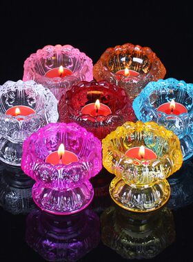 八许辉佛吉祥佛新古典烛台琉璃莲花蜡烛灯酥油佛前供灯佛具包邮