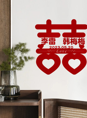 结婚装饰喜字个性定制门窗贴客厅婚房布置新郎新娘姓氏日期定做