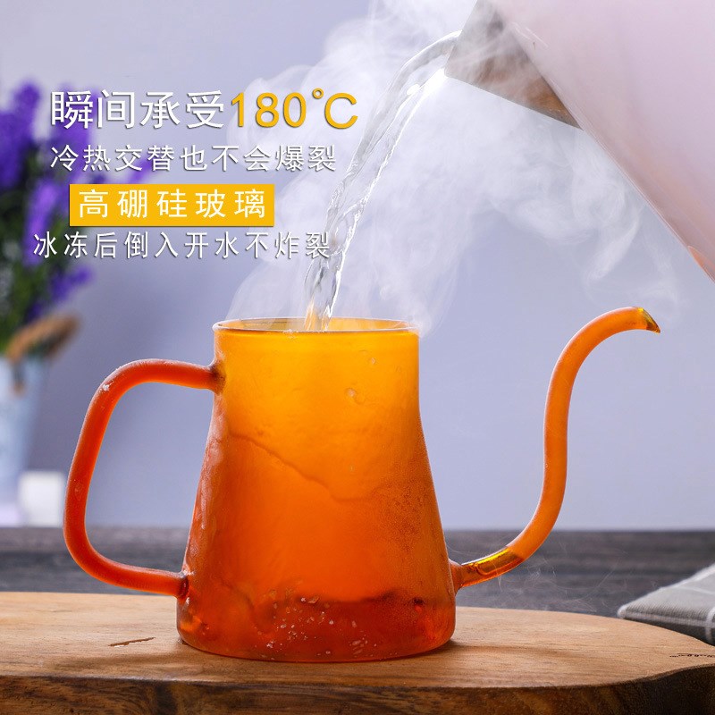 明火直烧玻璃手冲咖啡壶细口长嘴防爆耐高温家用带盖挂耳专业器具