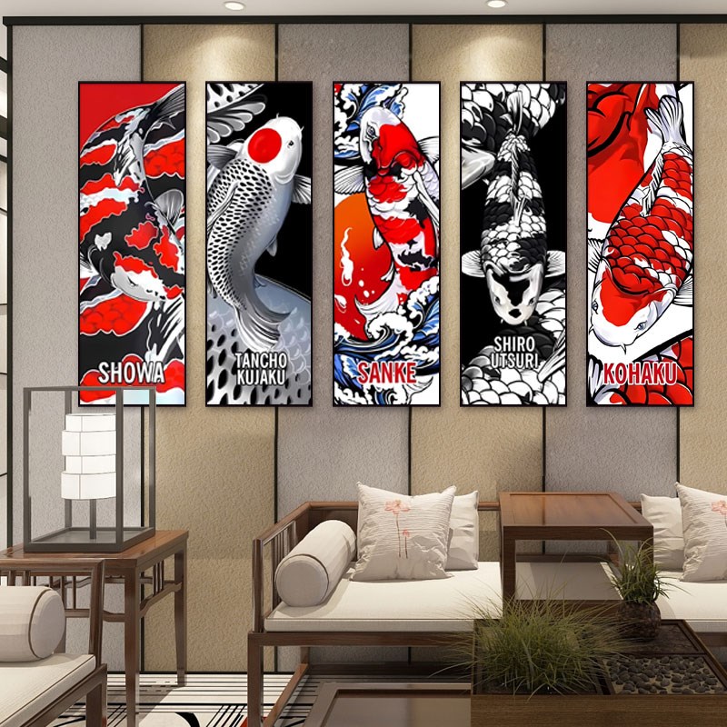 浮世绘锦鲤装饰画挂画日式店装饰刺青纹身店装修