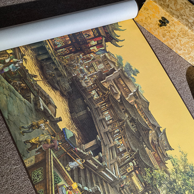 张孝友国画南乡旧梦图高清艺术复制品微喷油画绢丝布风景画芯定制