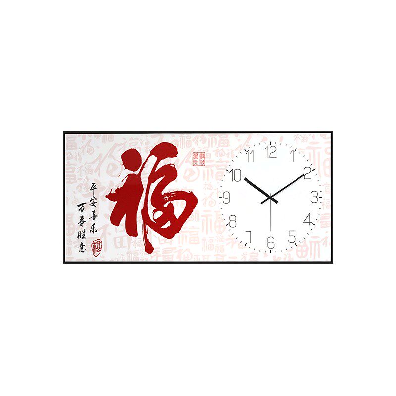 钟表十字绣2022新款线绣中国风百福图简单新手福字绣餐厅自绣手工