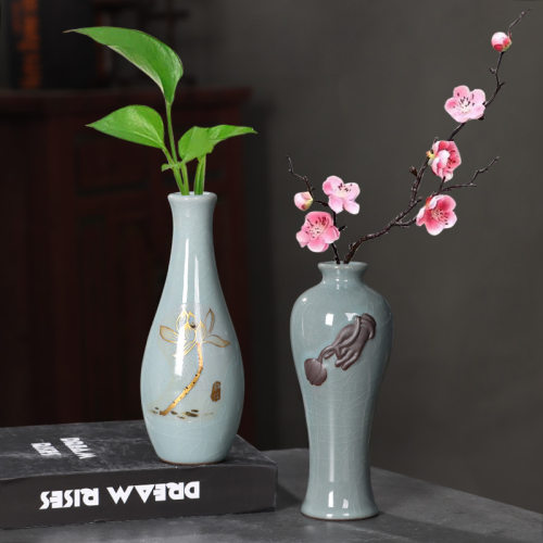 创意绿萝水培植物哥窑养花花瓶客厅插花容器花盆器皿桌面装饰摆件
