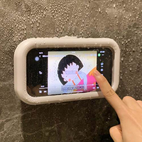 浴室可触控屏幕防水手机架壁挂式懒人洗澡追剧支架化妆室收纳盒置