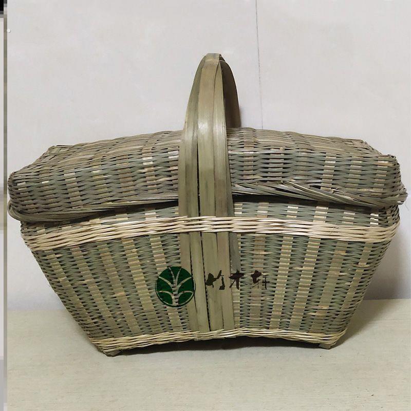 竹编竹篮子手编提篮竹大筐竹箩筐结婚竹筐收纳手提菜篮有盖竹编篮
