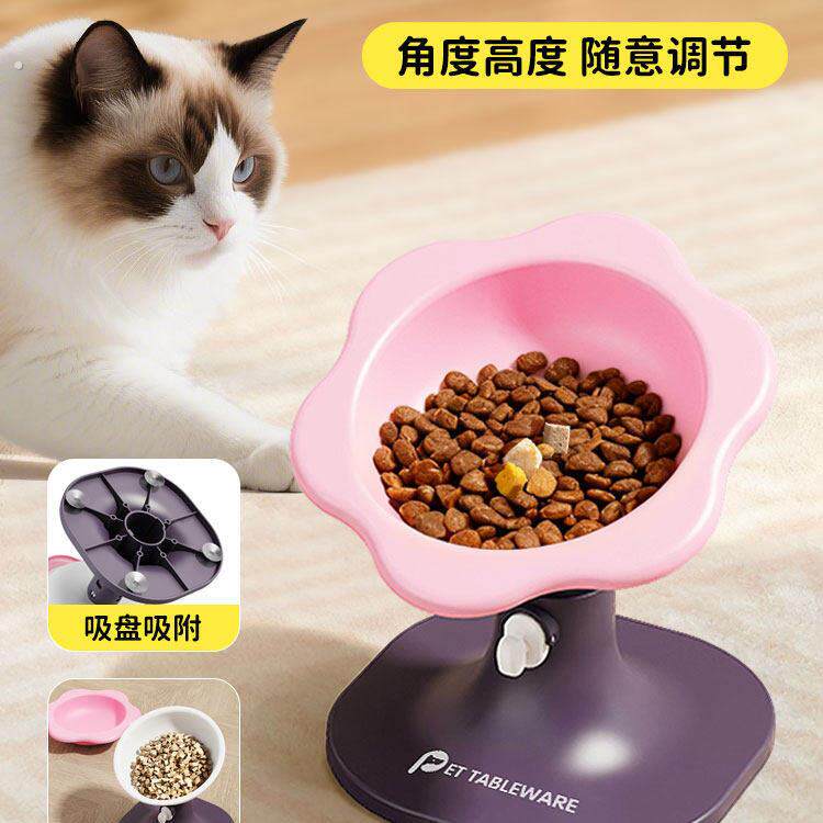 猫碗增高架宠物猫咪食盆喝水小狗盆塑料大口径高脚碗狗碗陶瓷护颈
