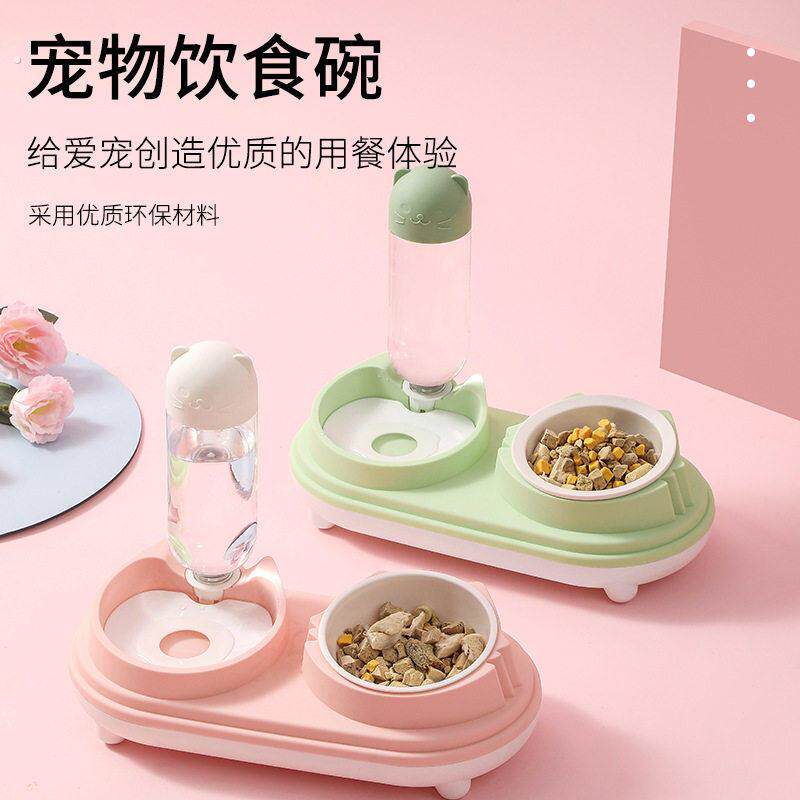 猫头双碗狗盆狗碗猫碗双碗自动饮水盆狗狗猫咪碗水碗宠物用品定制