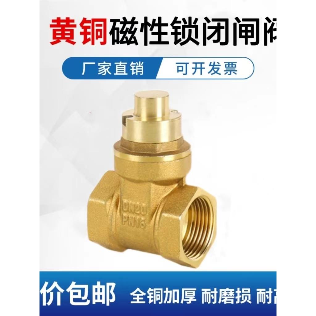 磁性可锁铜闸阀Dn15带锁，水表前阀1/2英寸，加密闸阀20，防盗可