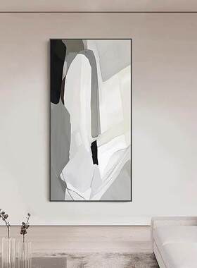 玄关装饰画现代简约挂画轻奢档高级感黑白入户正对大门过道壁画