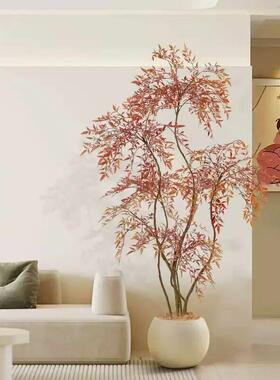 南天竹高端轻奢彷真绿色植物大型落地盆栽室内软装客厅装饰摆件假
