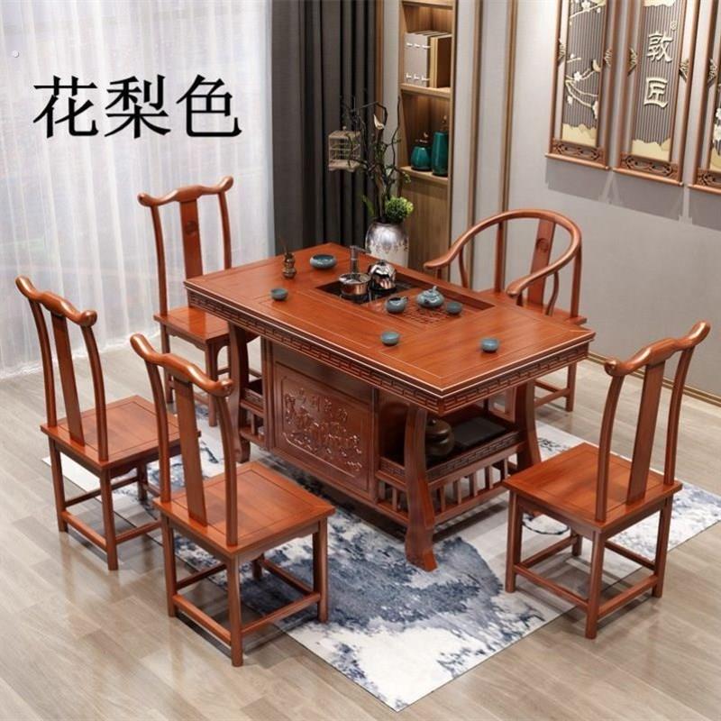 实木茶桌套装老板泡茶功夫茶台 茶桌椅组合 中式简约家用阳台茶几