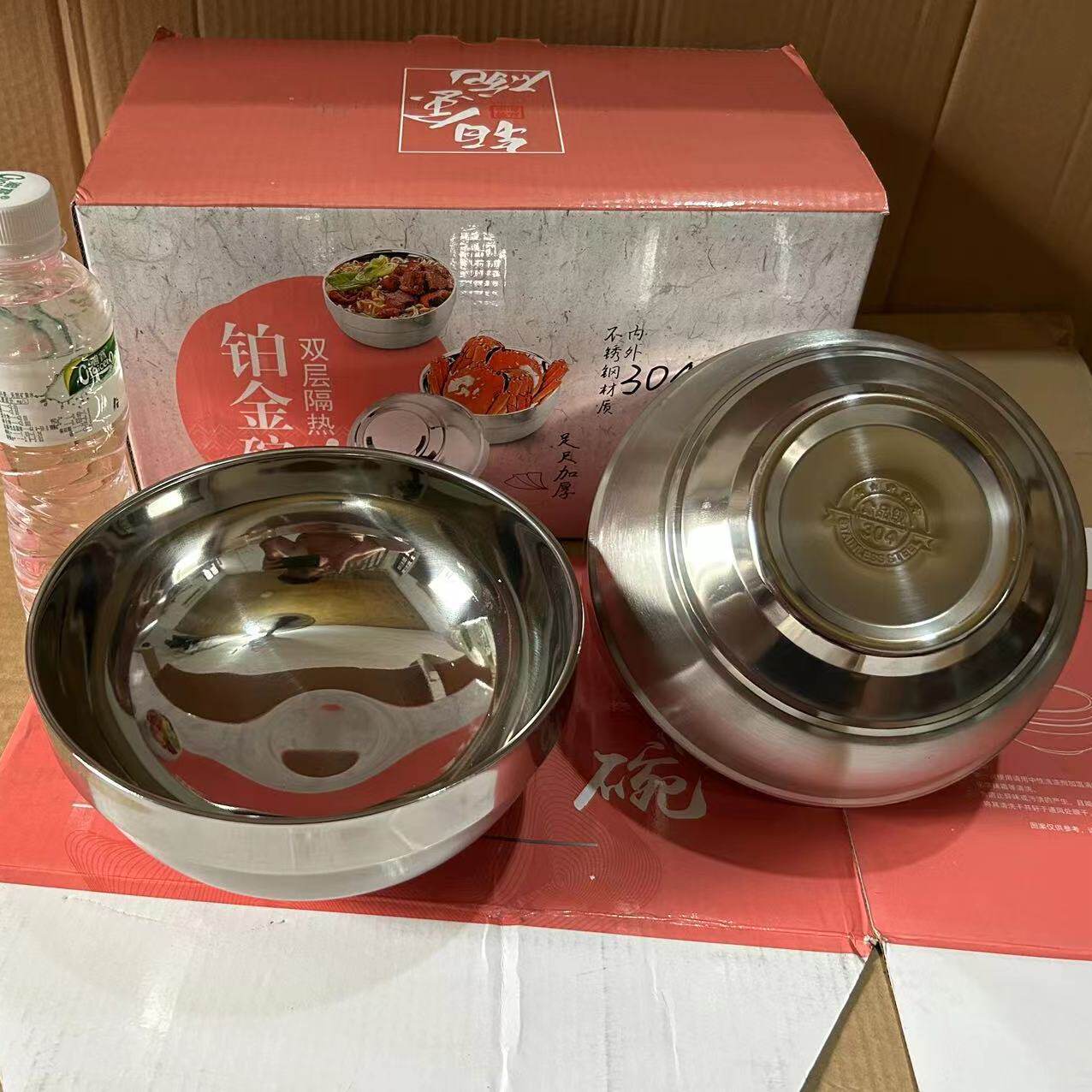 食品级304不锈钢饭碗双层