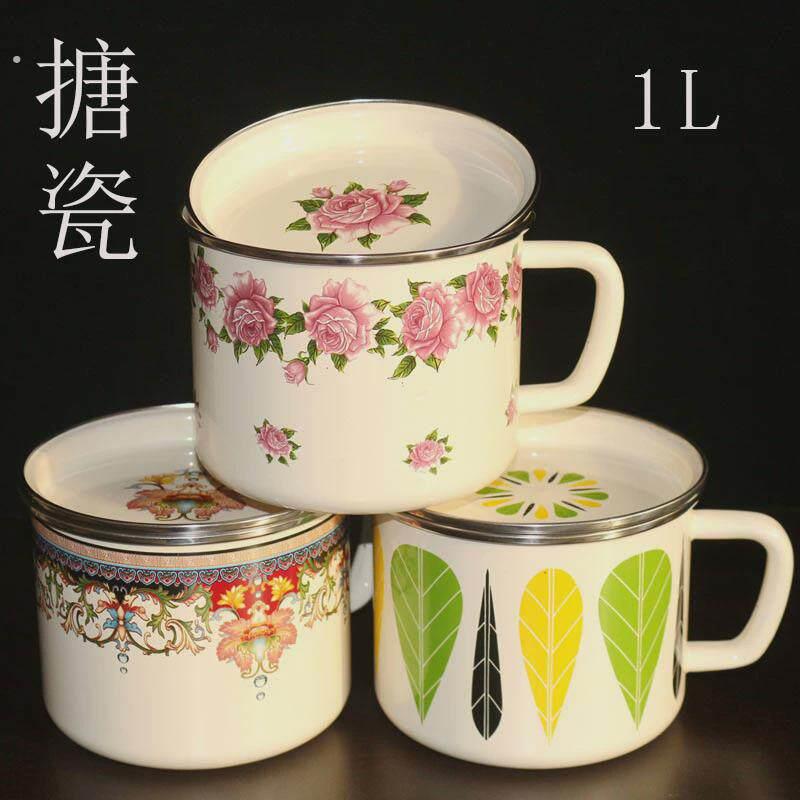 加厚平盖老式搪瓷不锈钢饭盒饭盒快餐杯泡面碗保鲜盒带盖子带把手