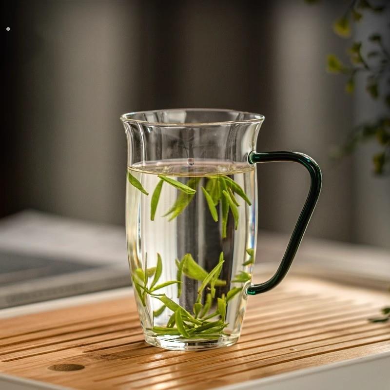 高茗玻璃茶杯带把茶楼专用绿茶杯子2025新款水杯女泡茶尤马马推荐