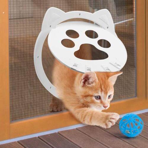圆形宠物门门洞猫门自由进出门栏玻璃门纱窗隔离门猫门双向静音