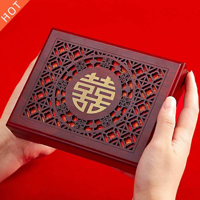 装结婚证收纳盒领证拍照道具珍藏盒订婚桌子桌面摆件红色喜字盒子