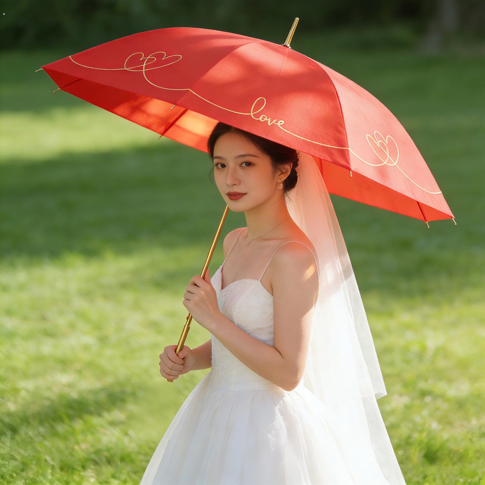 新娘出门红伞高级婚伞 接新娘结婚用的新娘伞新娘子结婚出嫁雨伞