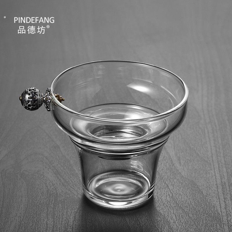 茶道零配创意耐高温手工玻璃茶漏网大口径茶滤漏斗滤网茶隔