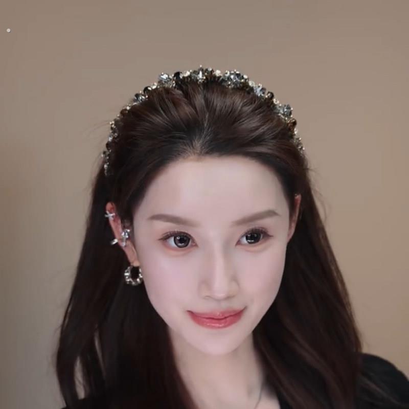 小香风轻奢水钻波浪带齿防滑发箍女2025新款百搭洋派发饰