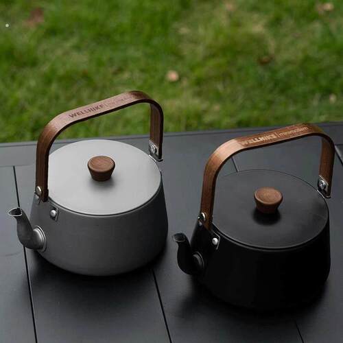 户外轻野茶壶钛灰色烧水茶具露营卡式炉煮茶壶可携式野炊2024新款