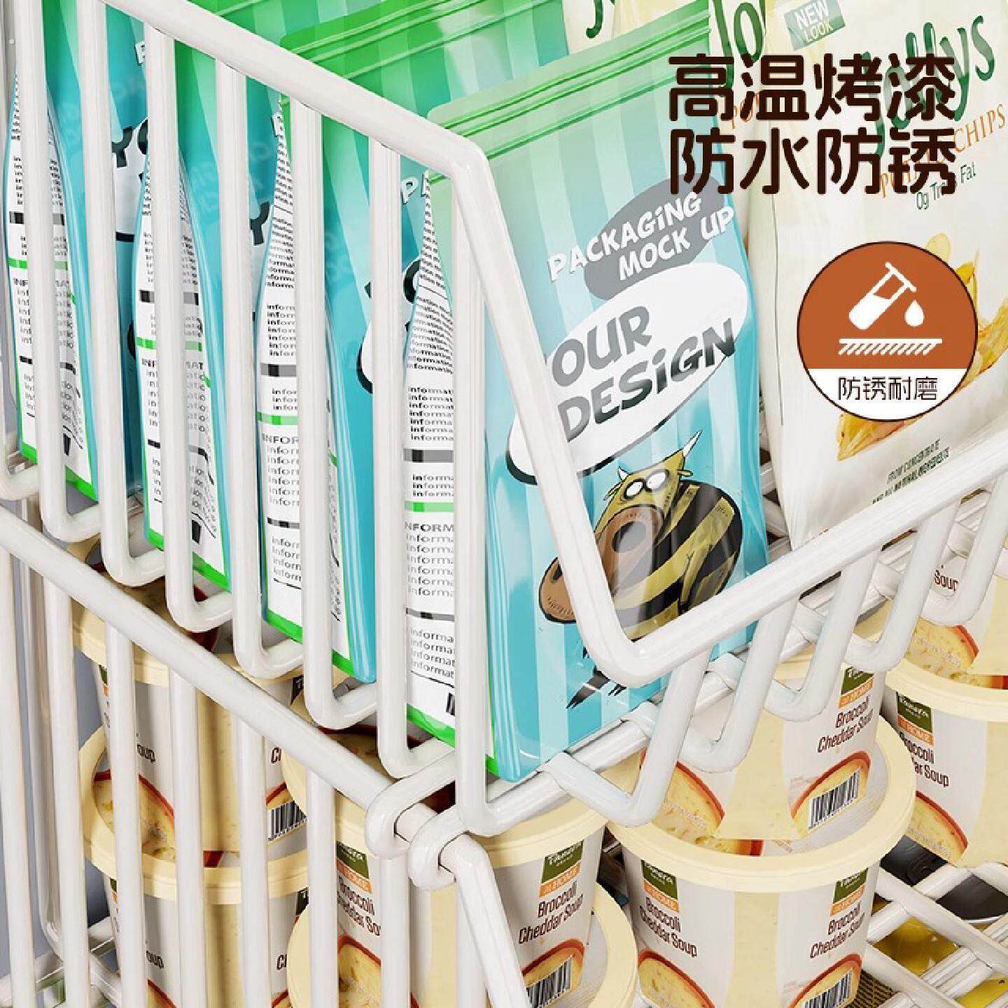 冰柜内部置物架分隔栏多层隔板收纳筐冷冻专用分隔分层篮铁艺防水
