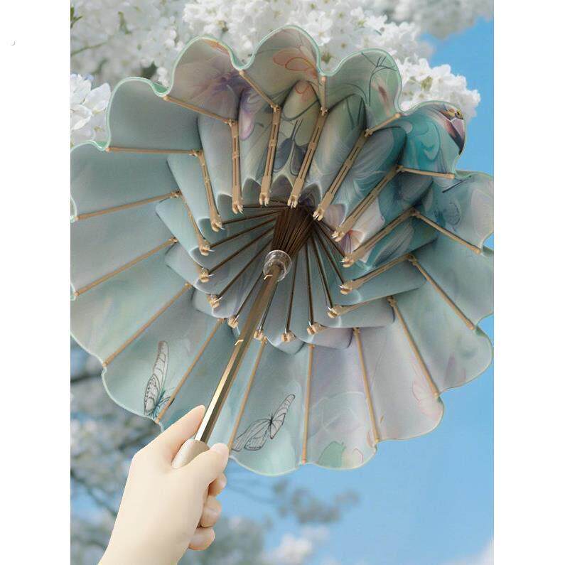 新中式古风雨伞重工刺绣三折叠伞中国风女生高颜值工艺中式晴雨伞