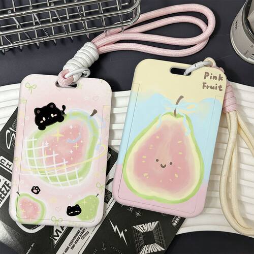 清新芭乐小黑猫证件饭卡卡套公交胸牌校园门禁卡工牌保护收纳带绳