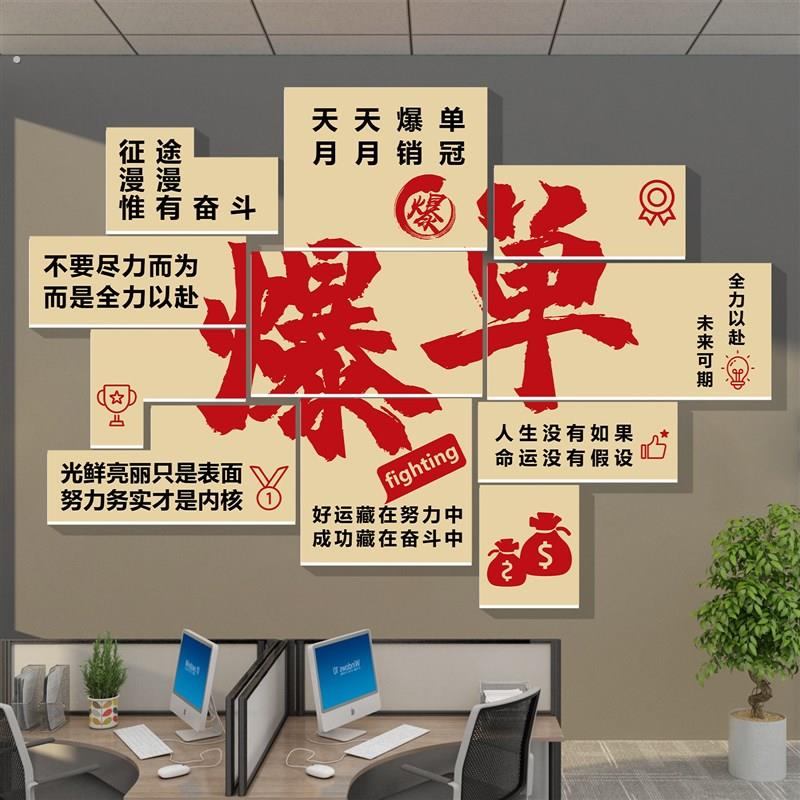 企业爆单文化墙办公室氛围布置电商销售公司墙面装饰贴纸挂画标语