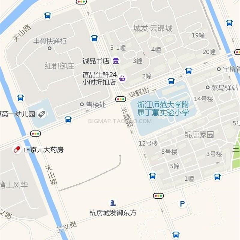 杭州市上城区丁兰街道地图 2025高清定制城市交通会议办公室挂图