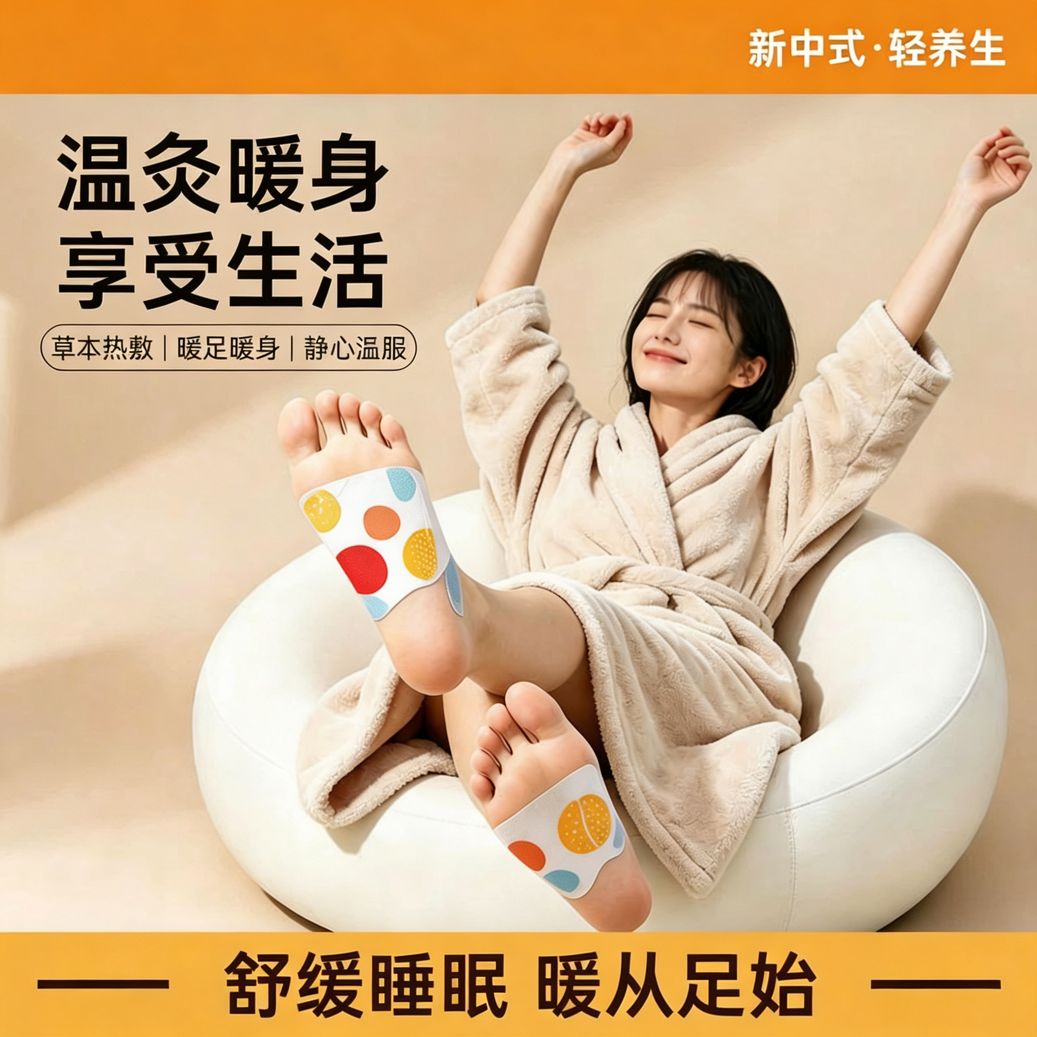 艾草足贴暖脚艾灸艾绒去湿自发热艾草蒸汽足底贴神器