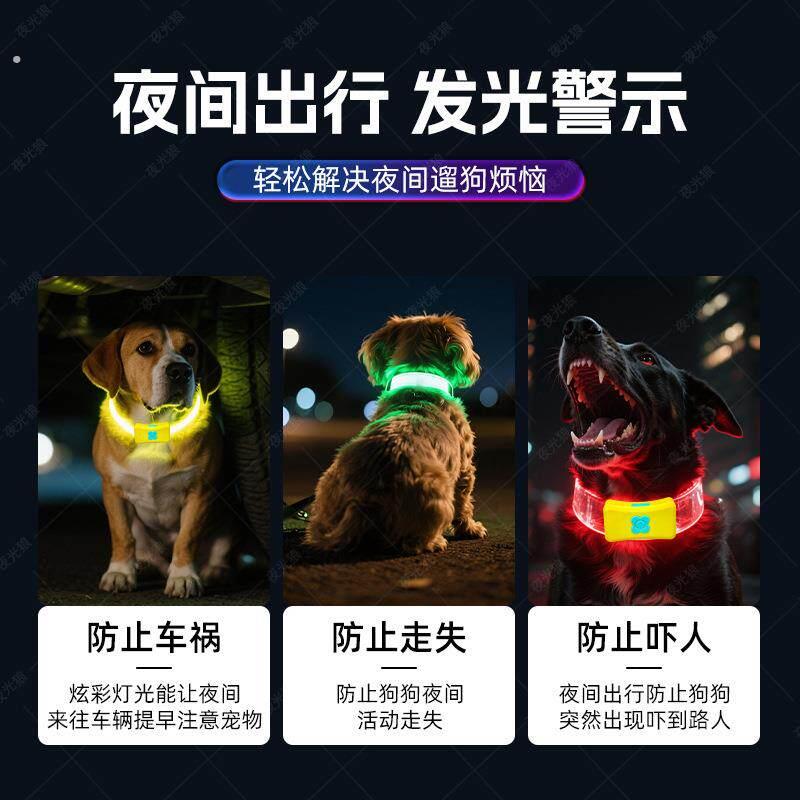 狗狗发光项圈夜间遛狗夜光夜行灯大小型犬防走失带灯充电宠物脖圈