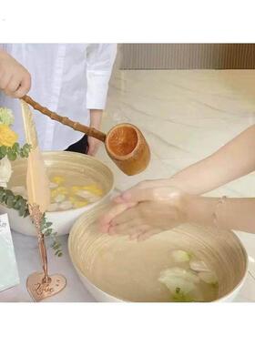 美容沙龙特别东南亚泰式水疗欢迎仪式洗手礼品盆圆竹装饰盆