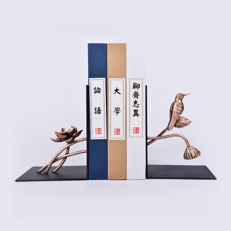 新中式摆件创意铁艺书档书靠摆件 家居书房烤漆工艺摆件